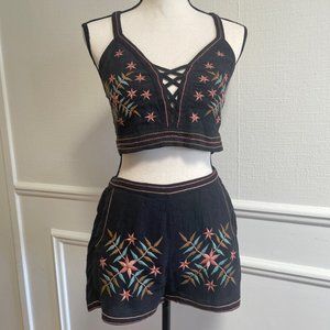 American Eagle Outfitters Embroidered Two Piece Set